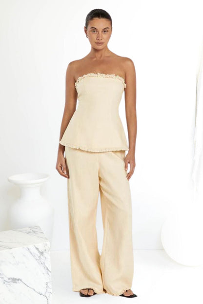 Zahara Charlotte Linen Fringed Top & Pant