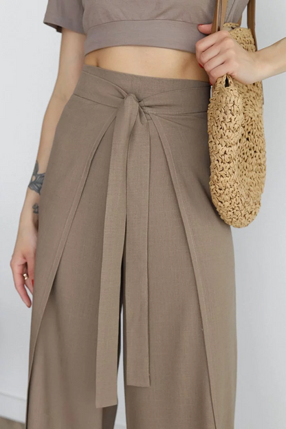 Isolde |Charlotte Wide-Crop Linen Trousers