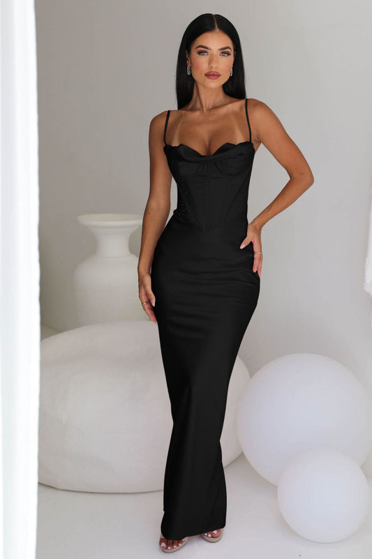 HOUSE OF CB | Charlotte Corset Gown (Black)