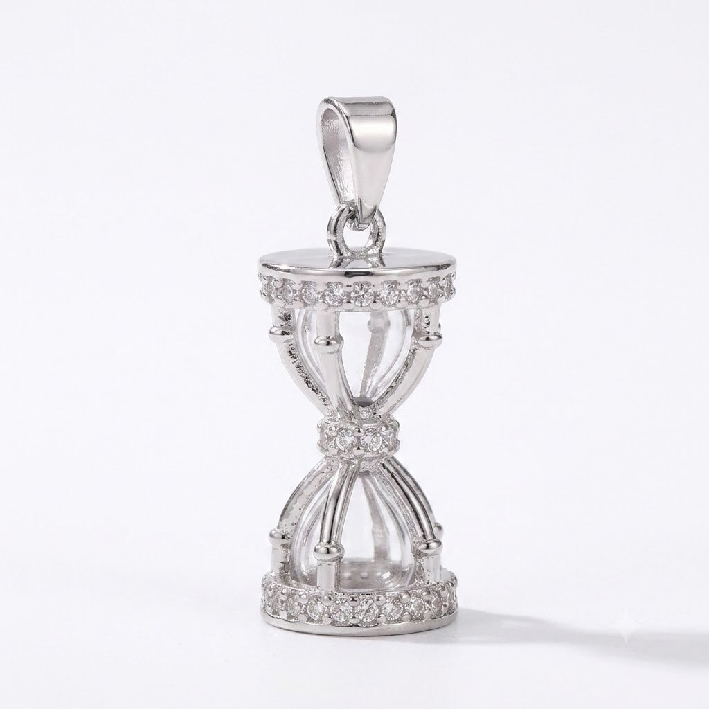 The Silver Hourglass Micro CZ Pendant