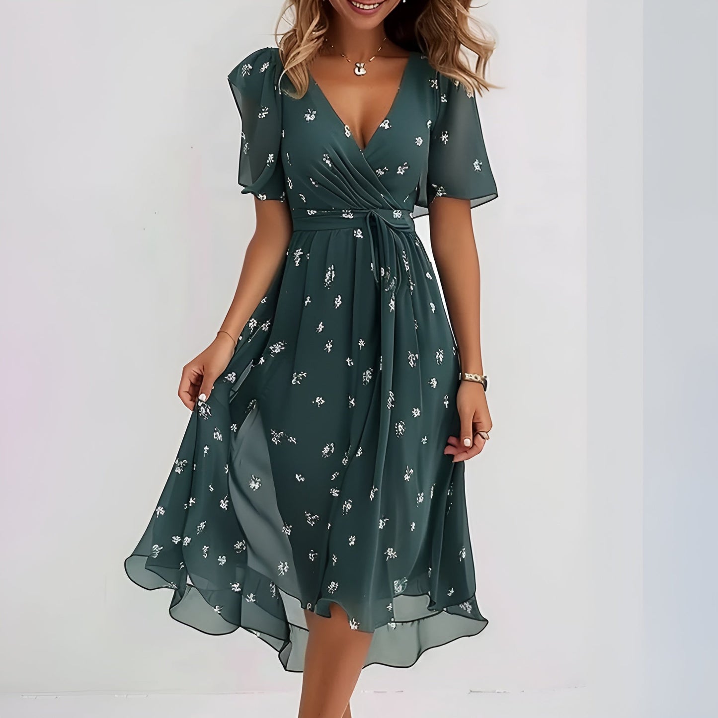 Priscilla | Elegant Short Sleeve Dress