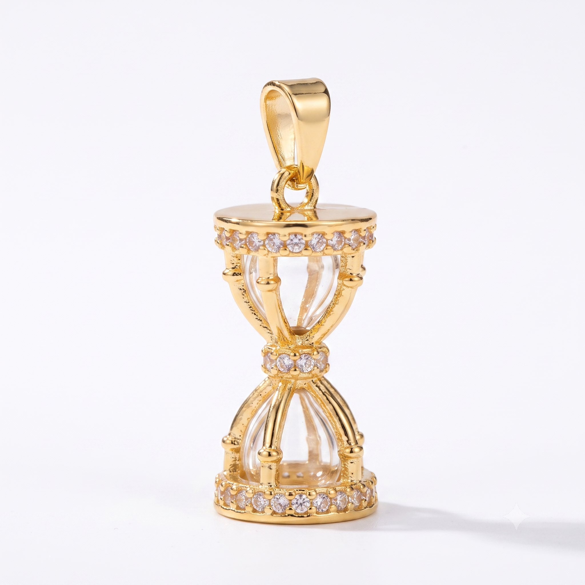 The Gold Hourglass Micro CZ Pendant