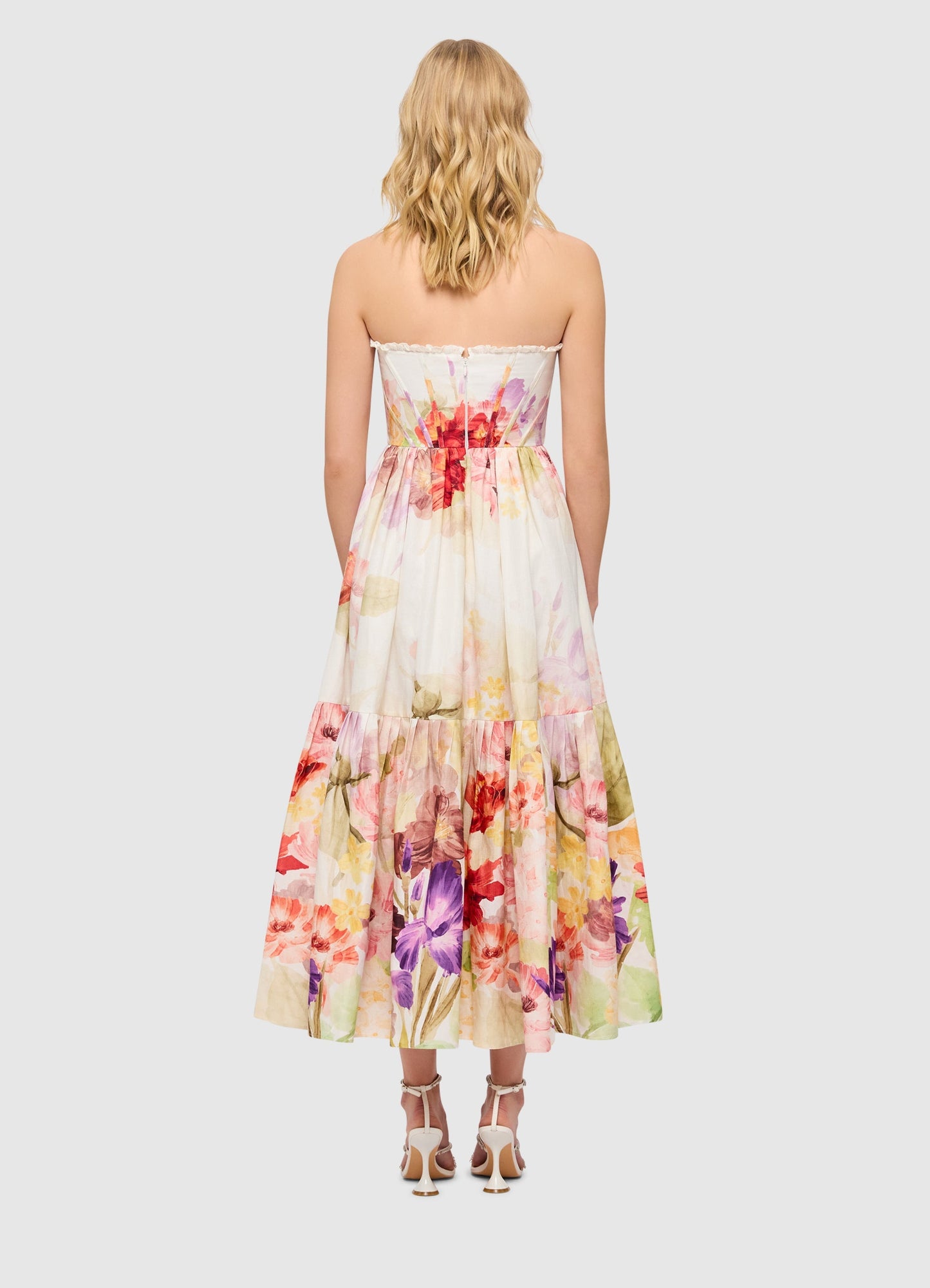 LEO LIN Charlotte Bustier Midi Dress (Cascade Print)