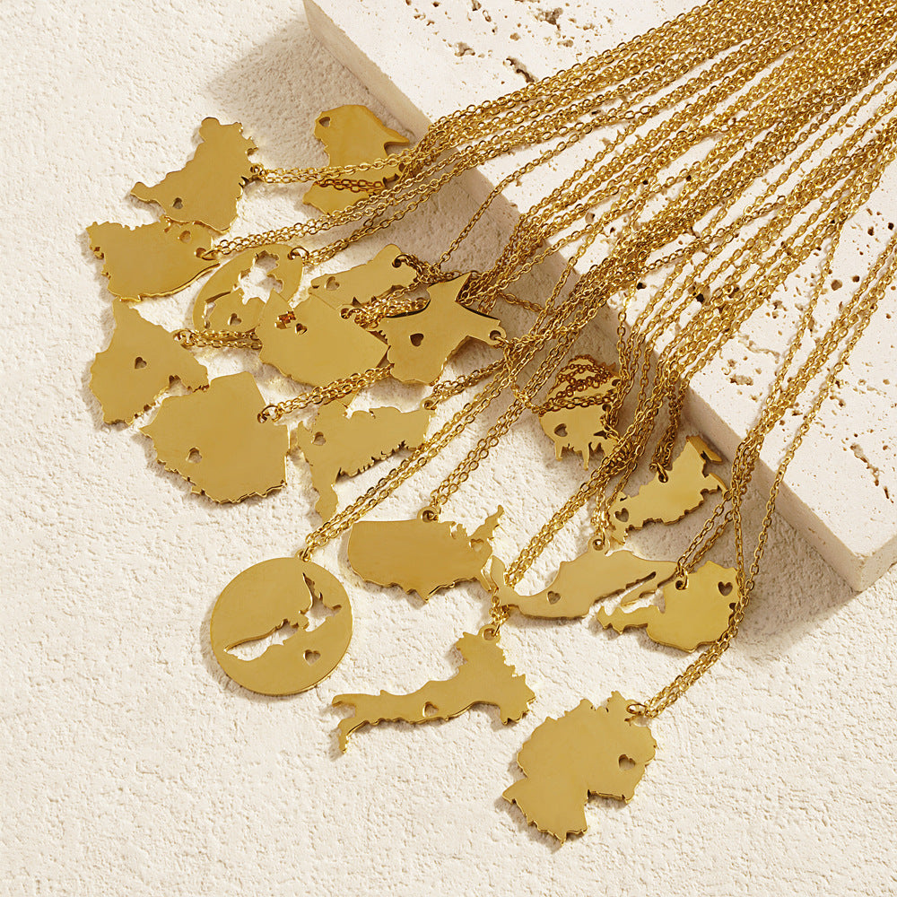 Wanderlust Map Pendant Necklace