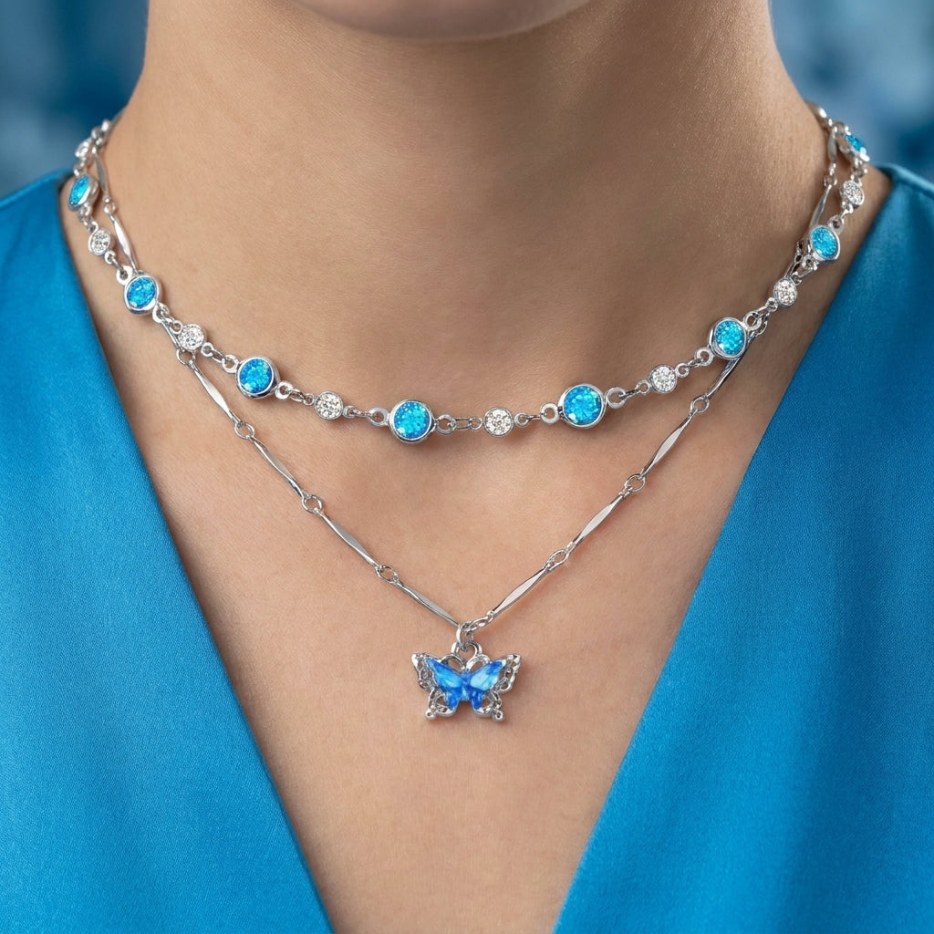 Blue Butterfly Necklace