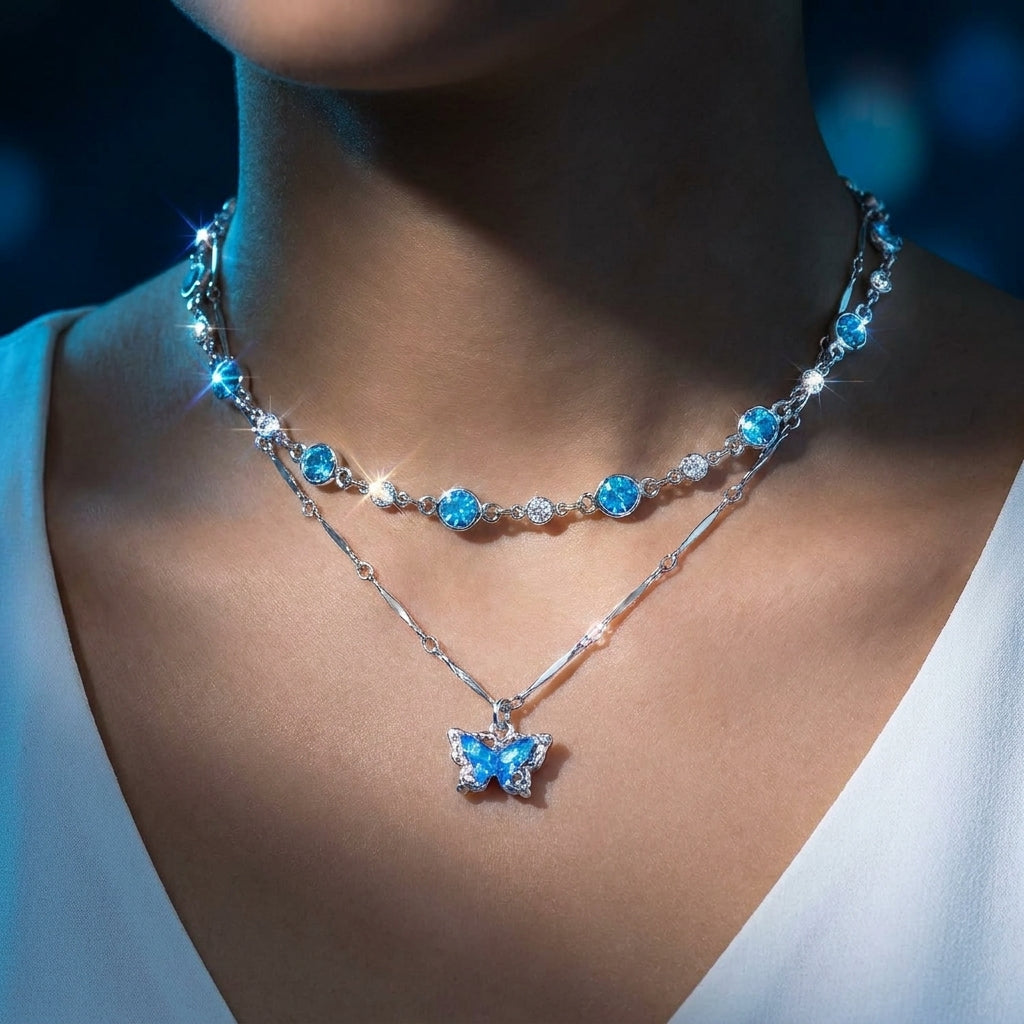 Blue Butterfly Necklace
