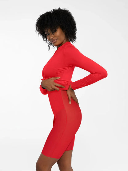 Redtag Thermal Shapewear Long Sleeve Mock Neck Midi Dress