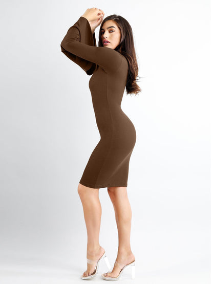 The Shapewear Dress Bell Sleeve Square-Neck Midi