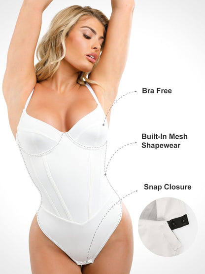 Built-in Shapewear Corset Style Maxi Dress Or Thong Bodysuit