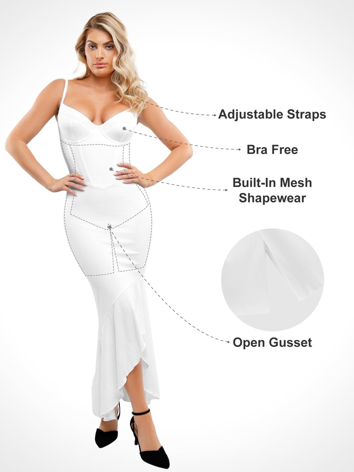 Built-in Shapewear Corset Style Maxi Dress Or Thong Bodysuit