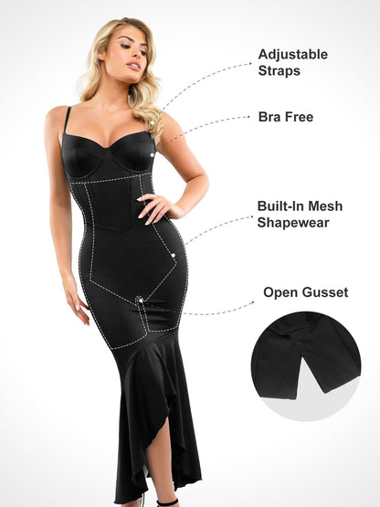 Built-in Shapewear Corset Style Maxi Dress Or Thong Bodysuit