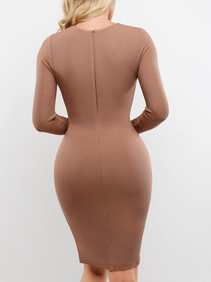 The Shapewear Dress Crew Neck Long Sleeve Midi