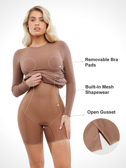 The Shapewear Dress Crew Neck Long Sleeve Midi