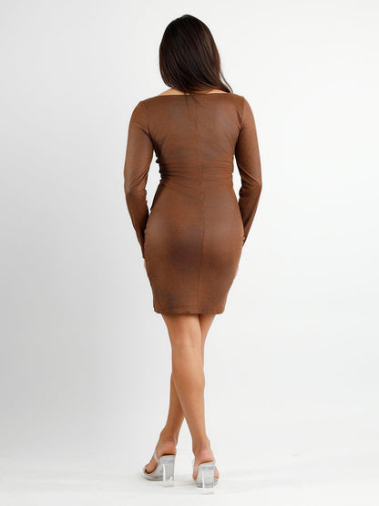 The Shapewear Dress Faux-Suede Long Sleeve Midi