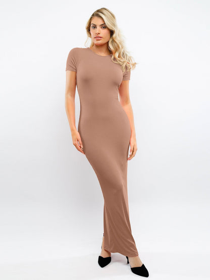 The Shapewear Dress Mock Neck Modal Short Sleeve Maxi