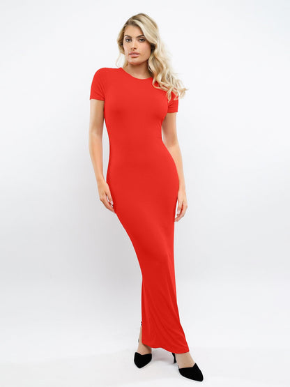 The Shapewear Dress Mock Neck Modal Short Sleeve Maxi