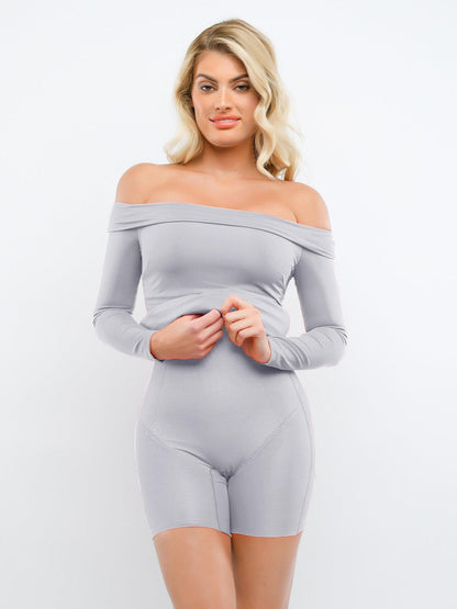 The Shapewear Dress Off Shoulder Long Sleeve Midi