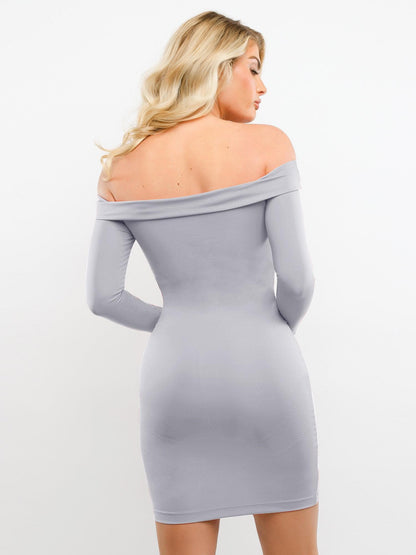 The Shapewear Dress Off Shoulder Long Sleeve Midi