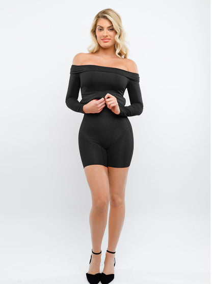 The Shapewear Dress Off Shoulder Long Sleeve Midi