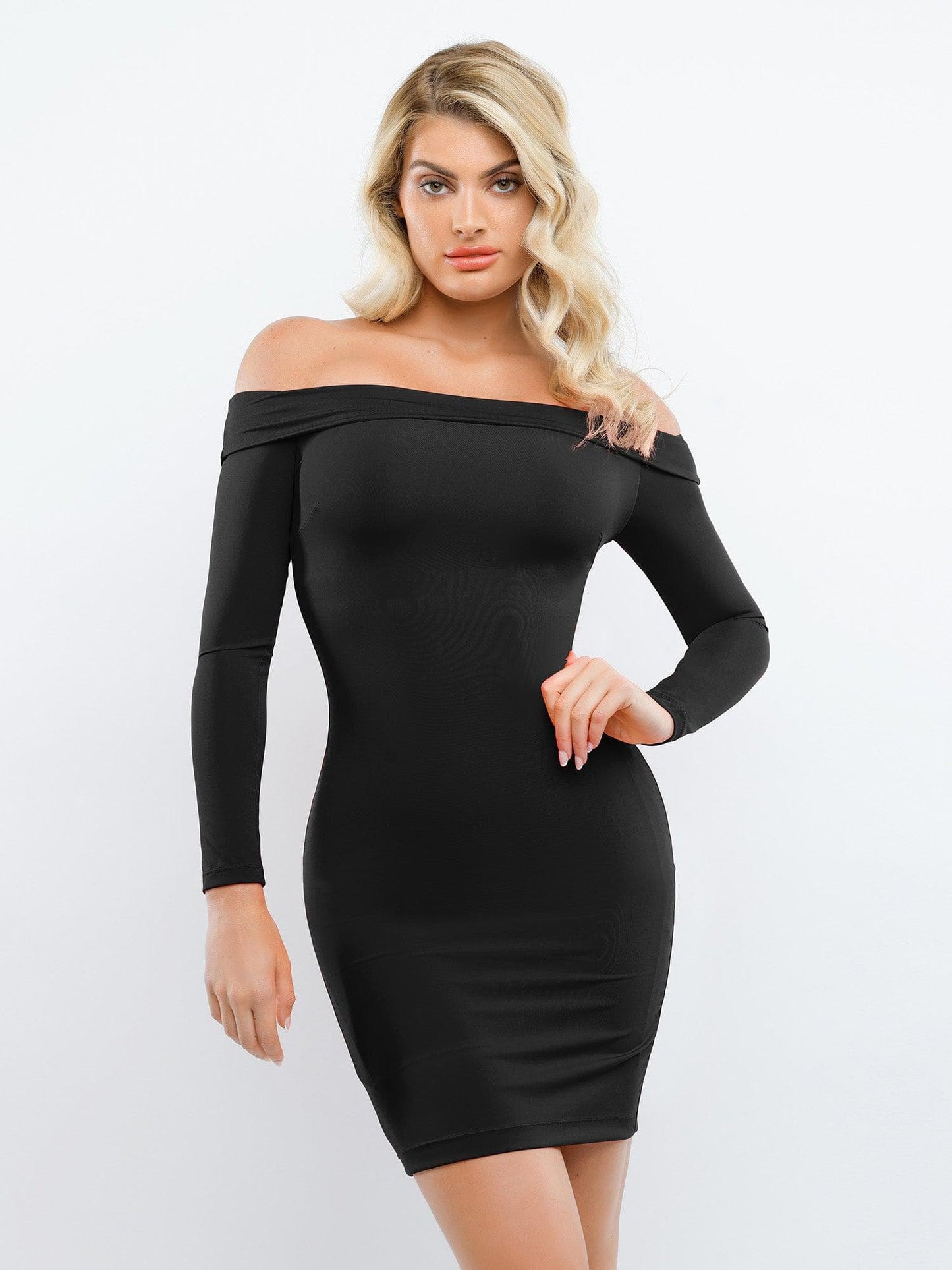 The Shapewear Dress Off Shoulder Long Sleeve Midi