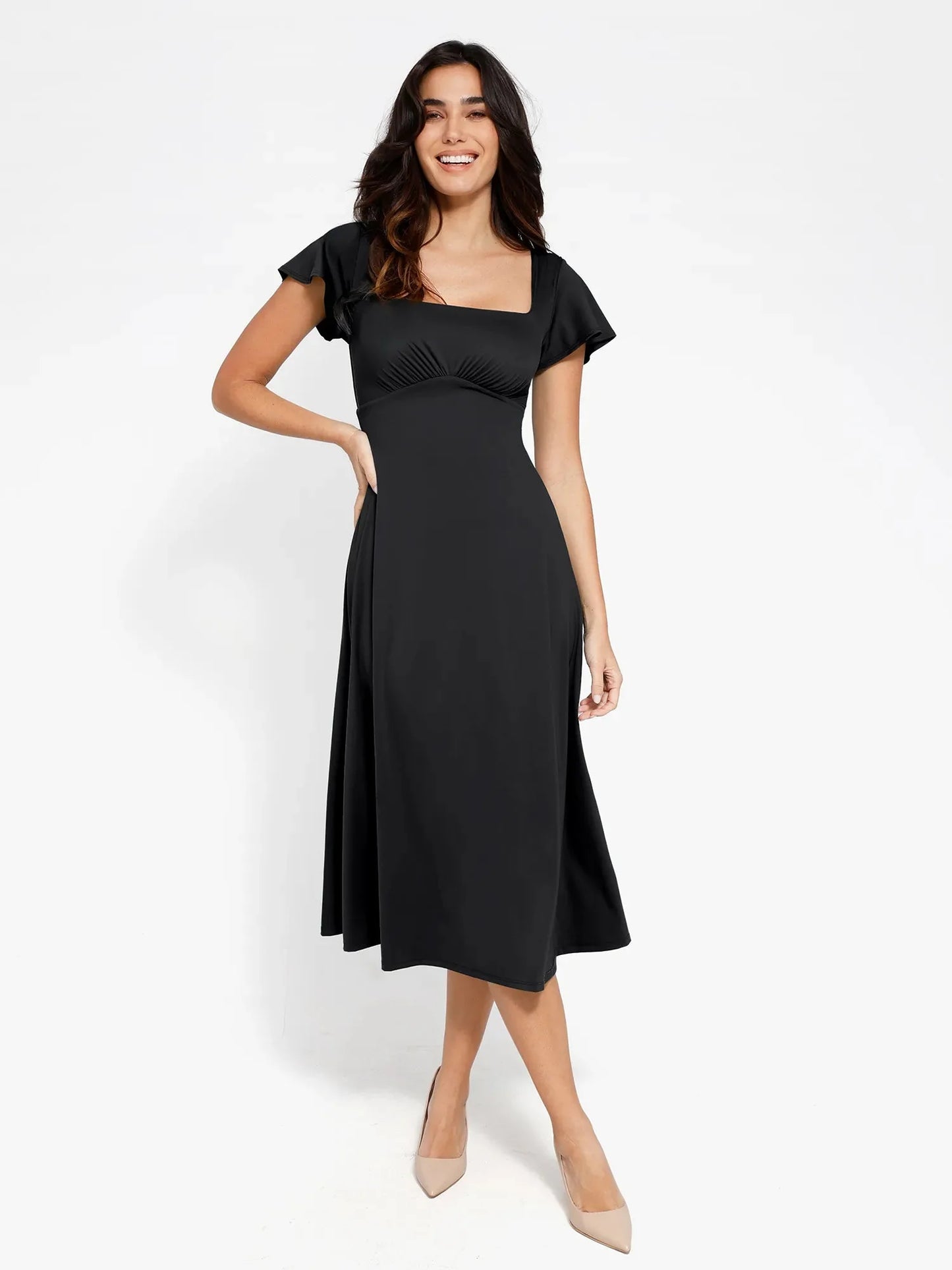 The Shapewear Dress A-Line Square Neck Midi