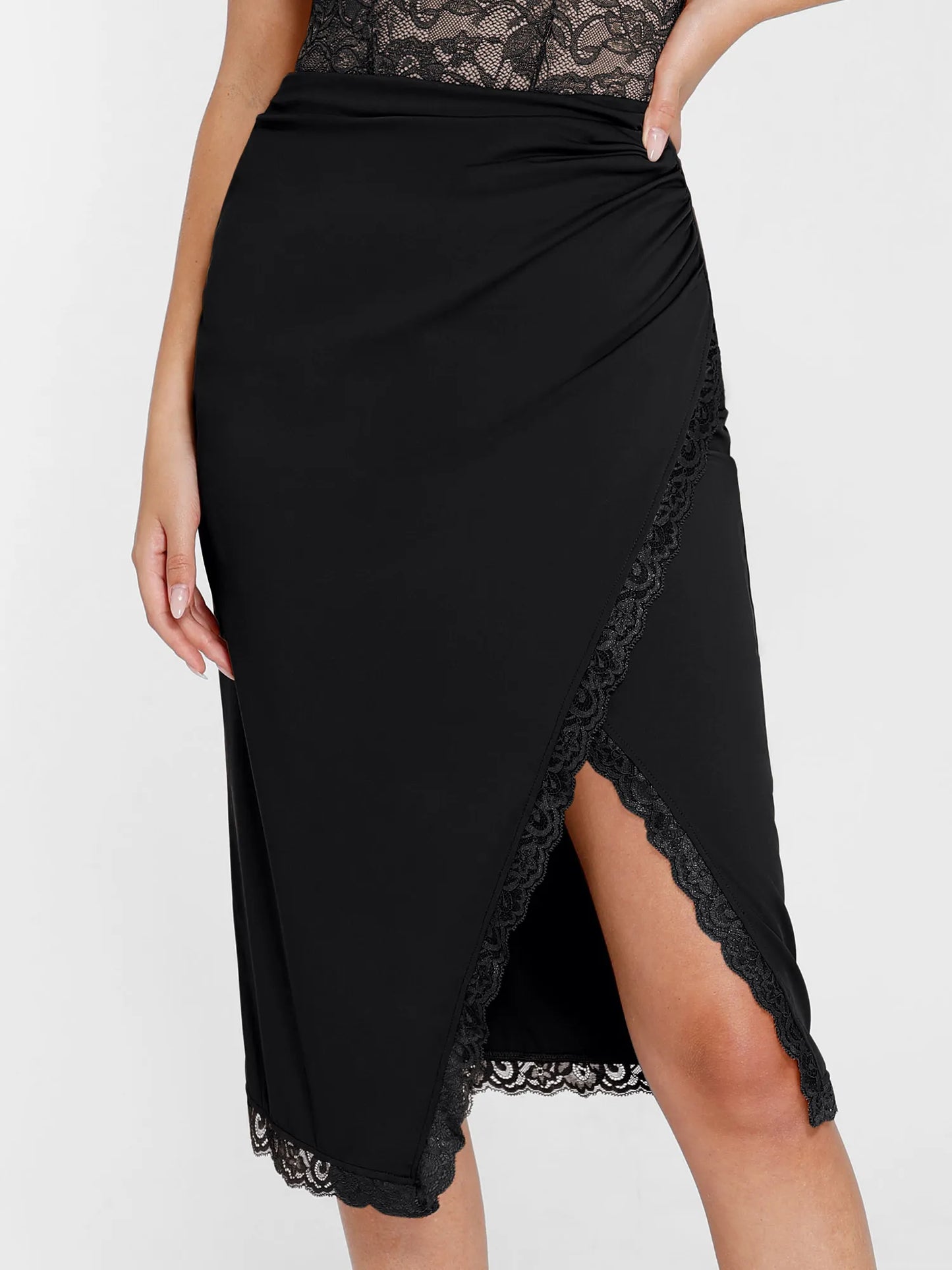 The Shapewear Skirt Lace Split Midi